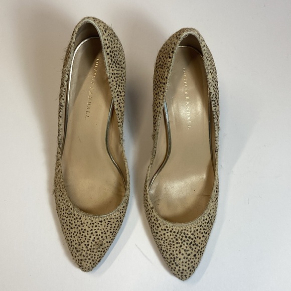 Loeffler Randall Cream Animal Print Kitten Heel Pumps Size 10B Pointed Toe - Picture 4 of 10
